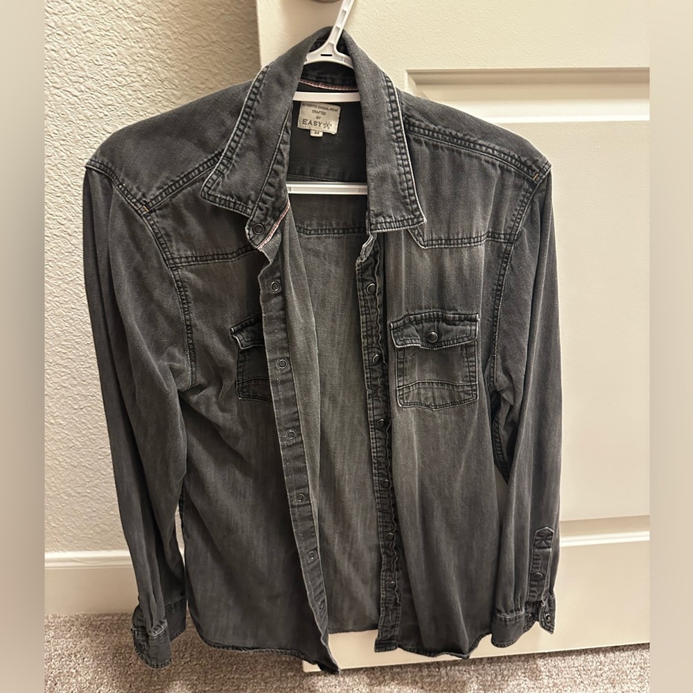 Men’s Denim Shirt, M, Vintage Black